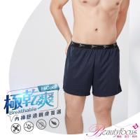 任-BeautyFocus 格紋款吸濕排汗平口褲-深藍(7455)