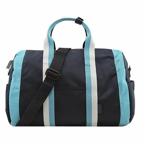 agnes b雙色雙槓波士頓旅行袋(大/藍)