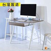 BuyJM 熱壓成型防潑水立體紋路大抽屜附插座書桌/電腦桌/寬90公分