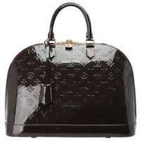 LV M91449 Monogram Vernis Alma MM漆皮拉鍊手提包(大-咖啡色)