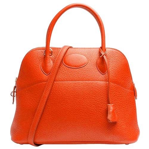 HERMES 經典Bolide系列taurillon小牛皮銀色鎖頭兩用柏莉包(31cm-橘)