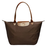 LONGCHAMP 經典LE PLIAGE系列長提把尼龍摺疊水餃包(大-大地色)