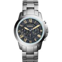 FOSSIL 都會雅爵三眼計時腕錶-灰藍x鐵灰/46mm FS5185
