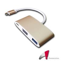 Awesome USB 3.1 TypeC to VGA/TypeC/USB3.0轉接盒-A00250001