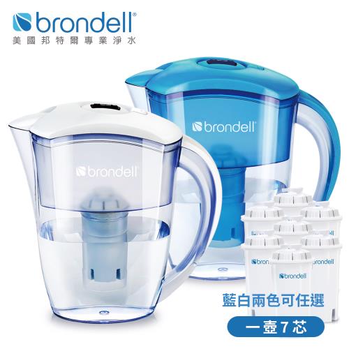 美國Brondell H2O+ 長效濾水壺＋長效濾芯7入（2色可選）