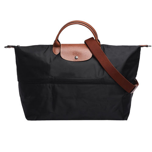 LONGCHAMP 經典LE PLIAGE系列延展夾層旅行袋(黑色)