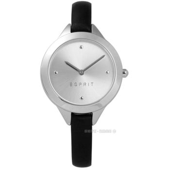 ESPRIT / ES109392004 / 簡約典雅圓珠細緻真皮手錶 銀x黑 32mm