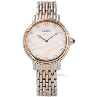 SEIKO 精工/ 7N00-0BL0P.SFQ806P1 / 愛情海施華洛世奇珍珠母貝不鏽鋼手錶 白粉x玫瑰金框 29mm