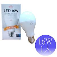 【旭光】16W LED E27 綠能燈泡-1入(白光/黃光)
