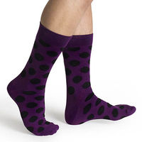 【摩達客】瑞典進口【Happy Socks】紫底黑圓斑中統襪