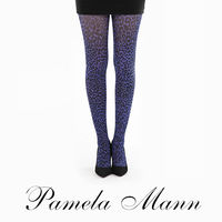【摩達客】英國進口義大利製【Pamela Mann】小豹紋紫色印花彈性褲襪