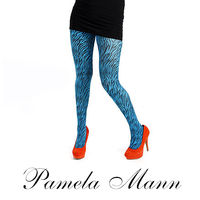 【摩達客】英國進口義大利製【Pamela Mann】藍綠小斑馬紋彈性褲襪