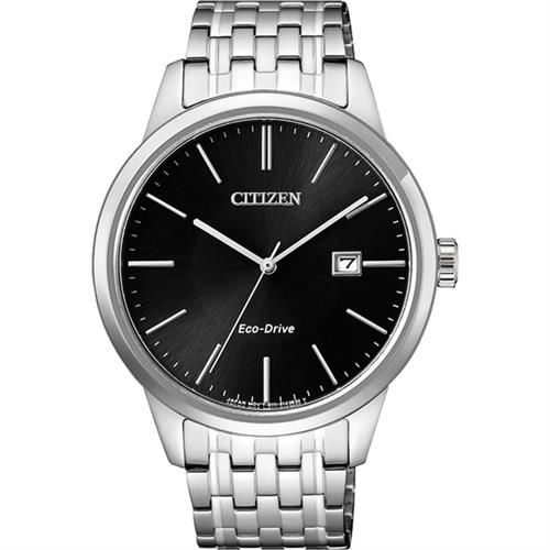 CITIZEN 星辰 ECO-Drive 光動能紳士腕錶-黑x銀/40mm BM7301-57E