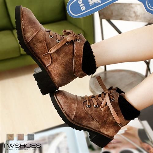 TOMO翻摺毛領綁帶內增高短靴【K137C2989】
