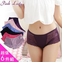 【PINK LADY】蠶絲褲底 鏤空蕾絲 中低腰內褲8016(6件組)