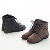 【TW Shoes】繫帶鉚釘內鋪毛軍靴(K127B1946)
