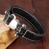 【米蘭精品】皮革手環鈦鋼手鍊韓版帥氣流行百搭男款73cq76
