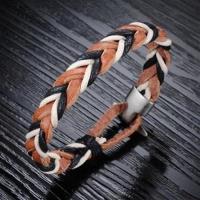 【米蘭精品】真皮手環鈦鋼手鍊多色編織皮繩造飾品73cq85