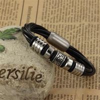【米蘭精品】真皮手環鈦鋼手鍊個性創意潮流百搭男款73cq7