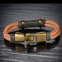 【米蘭精品】真皮手環鈦鋼手鍊經典時尚百搭男款73cq15