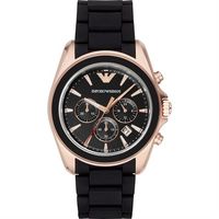 ARMANI Classic 雅爵計時錶-黑x玫瑰金框/44mm AR6066