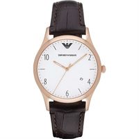 Emporio Armani Classic 紳士復刻經典腕錶-白x玫瑰金框/42mm AR1915