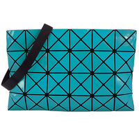 【ISSEY MIYAKE 三宅一生】BAOBAO亮面方格4x6斜背包(孔雀綠)