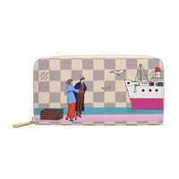 LV N41668 經典Damier棋盤格帆布ZIPPY廣告插畫拉鍊長夾