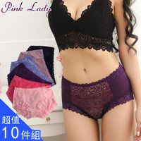【PINK LADY】蠶絲褲底 華麗精美蕾絲內褲8017(10件組)