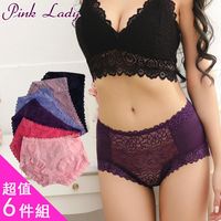 【PINK LADY】蠶絲褲底 華麗精美蕾絲內褲8017(6件組)