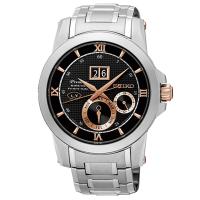 【SEIKO 精工】Kinetic 世紀帝國萬年曆大視窗不鏽鋼腕錶(41mm/7D48-0AR0D)