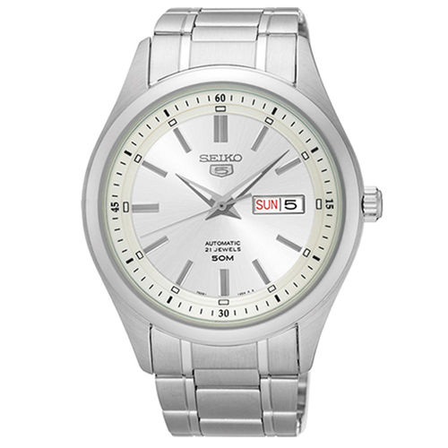 【SEIKO 精工】5號盾牌日曆簡約不鏽鋼機械腕錶(42mm/7S26-04M0S)