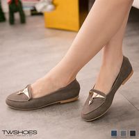 【TW Shoes】素色麂皮金屬綴飾樂福鞋【K130A3051】