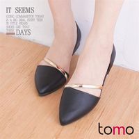 【TW Shoes】前衛感金飾細緻繞帶尖頭平底包鞋【K120B3573】