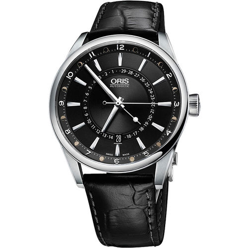 Oris Artix 指針式月亮周期機械腕錶-黑/42mm 0176176914054-0752181FC