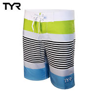 美國TYR男款彈性海灘褲Zag Stripe Boardshort VIridian Green台灣總代理