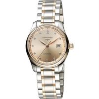 LONGINES Master 巨擘系列真鑽機械女錶-玫瑰金x雙色版/29mm L22575997
