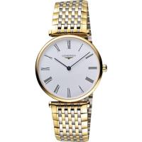 LONGINES 嘉嵐系列經典羅馬石英錶-白x雙色版/36mm L47552117