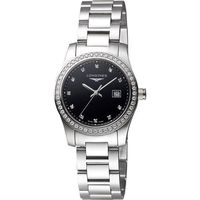 LONGINES Conquest 真鑽典藏石英女錶-黑/30mm L33000576