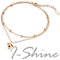 【I-Shine】甜蜜蝴蝶結-西德鋼-蝴蝶結圓珠鈦鋼腳鍊