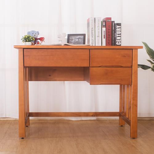 Bernice-查理3.5尺實木三抽書桌