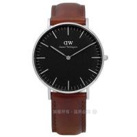 DW Daniel Wellington★贈玻璃膜 / DW00100142 / Classic 經典簡雅真皮手錶 黑x咖啡 36mm