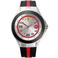 Scuderia Ferrari 法拉利 鋼鐵競速賽車日期運動腕錶-銀x黑/44mm/FA0830021