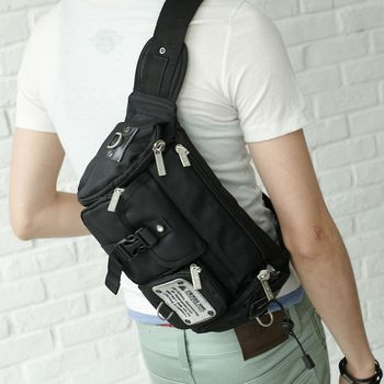 DF Bag school - 嚴選型男專屬休閒個性款斜背/腰包2用