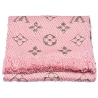 LOUIS VUITTON M70466 Monogram LOGOMANIA SHINE金銀紗羊毛針織圍巾(粉紅)