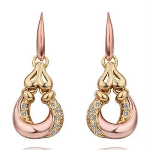 【米蘭精品】純銀耳環鍍18K金鑲鑽耳飾優雅氣質垂吊式時尚73cg175