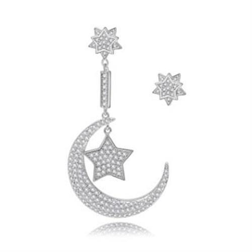 【米蘭精品】純銀耳環鍍白金鑲鑽耳飾韓版流行狂野特別73cr293