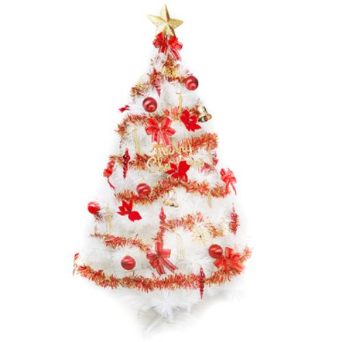 (預購3-5天出貨)台灣製8尺(240cm)特級白色松針葉聖誕樹 (紅金色系配件)(不含燈)