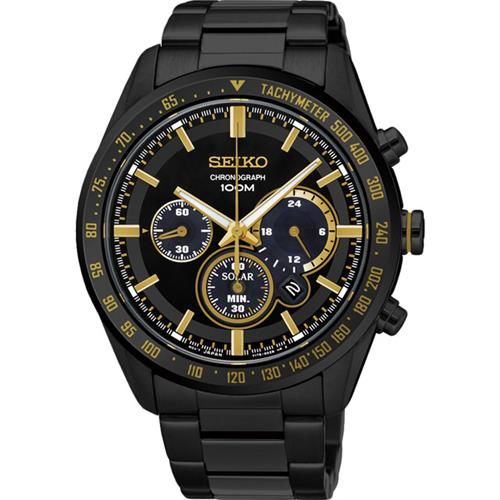 SEIKO Criteria 極速風暴限量太陽能計時碼錶-黑/42mm V175-0DL0K(SSC473P1)