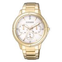 CITIZEN 星辰 奢華三眼時尚光動能女錶腕錶/金色/38mm/FD2032-55A
